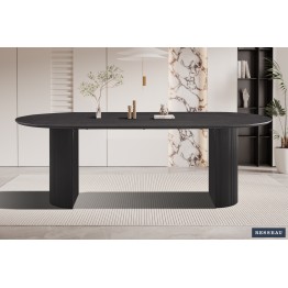 TABLE 'LAGOS' 220 CM OVALE DÉCOR BRUN FONCÉ