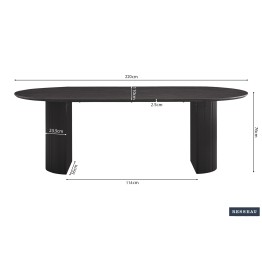 TABLE 'LAGOS' 220 CM OVALE DÉCOR BRUN FONCÉ