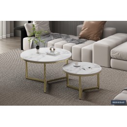 TABLE BASSE 'RAVENNA' SET DE 2 MARBRE BLANC