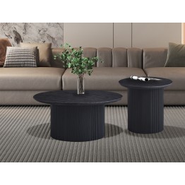 TABLE BASSE 'LAGOS' 50 CM RONDE DÉCOR BRUN FONCÉ