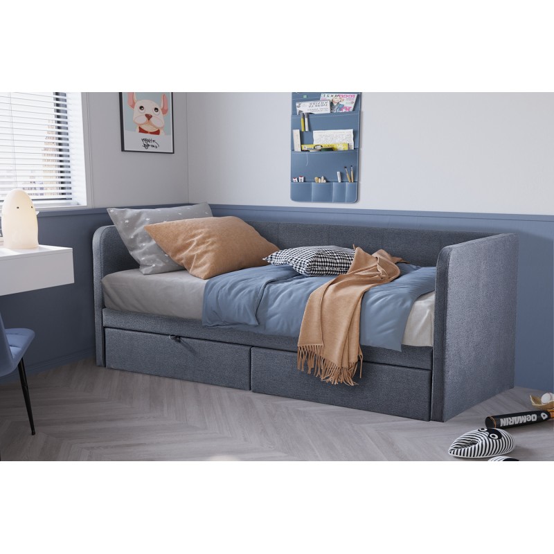 LIT 'PARMA' 90X200 AVEC SOMMIER GRIS