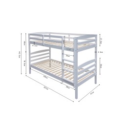 LIT SUPERPOSÉ 'ROY' 90X200 DIVISIBLE GRIS